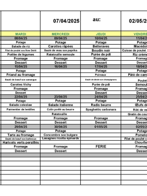 MENU AVRIL 2025
