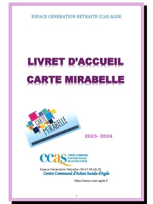LIVRET D'ACCUEIL CARTE MIRABELLE