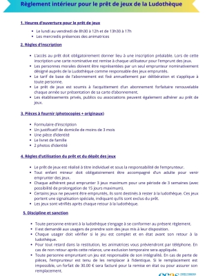 règlement pour le prêt de jeux