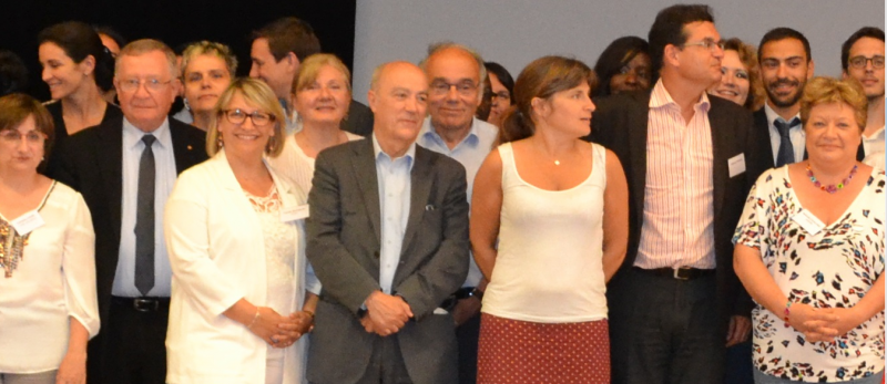 Carole Raynaud lors de la photo de groupe des Elus Solidaires le vendredi 3 juillet 2015