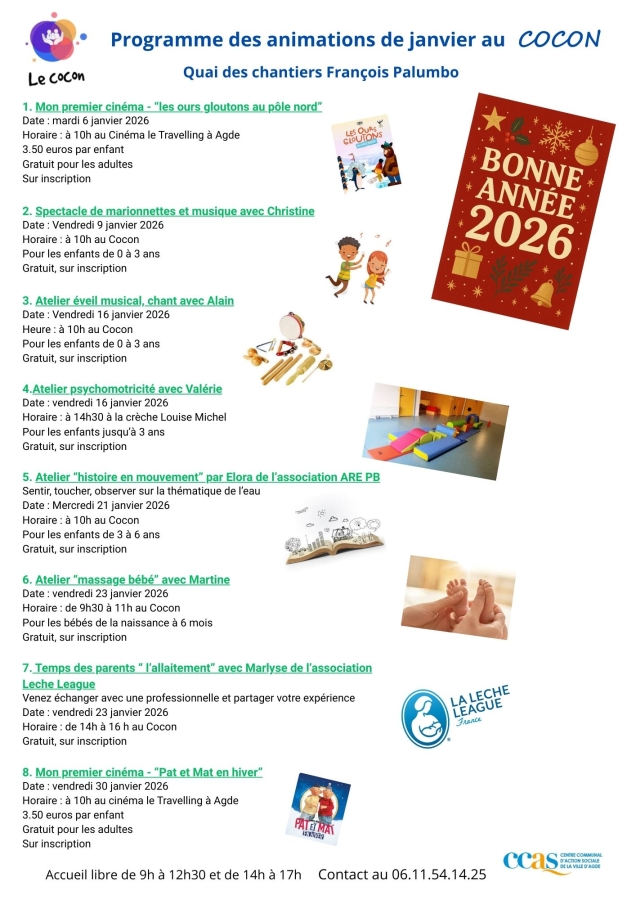 Programme du mois de janvier du Cocon